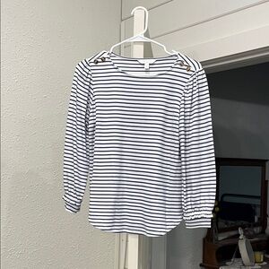 LC Lauren Conrad Navy and White Striped Long Sleeve Top